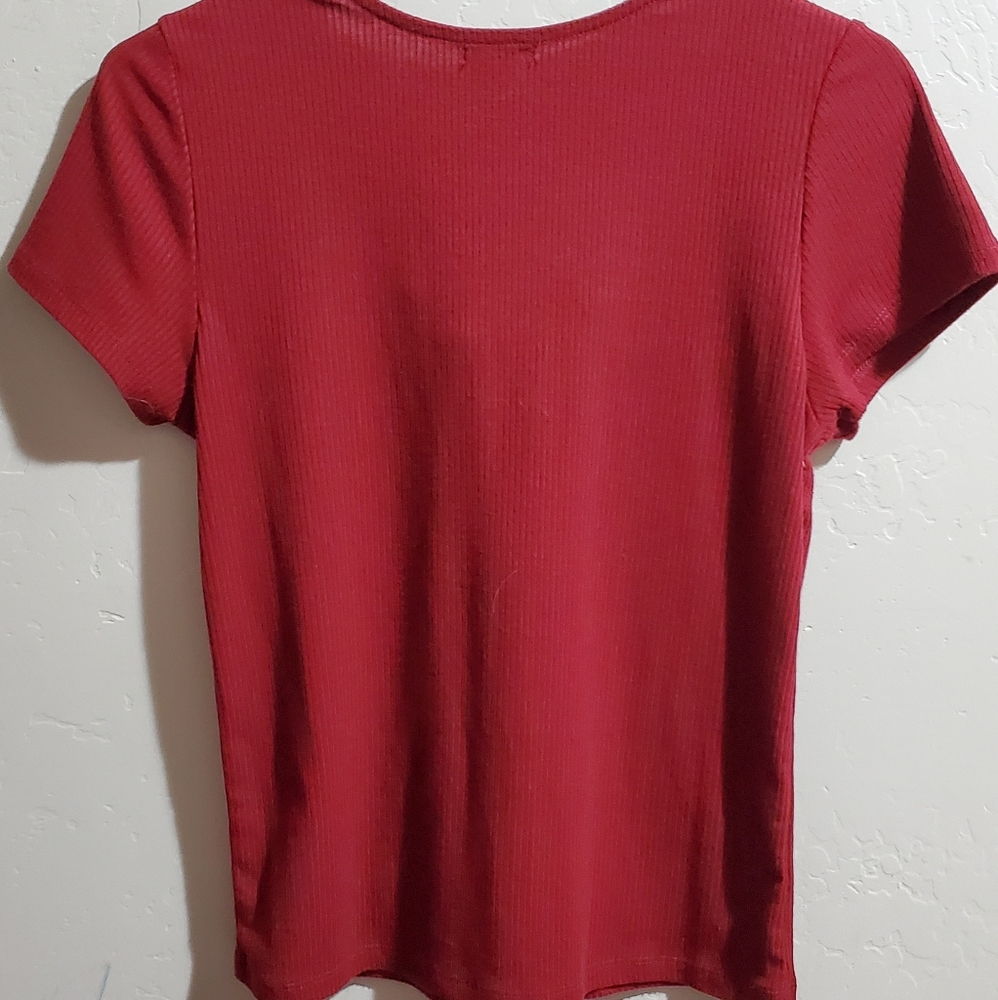 Rue 21 burgundy lace up shirt - Picture 7 of 7